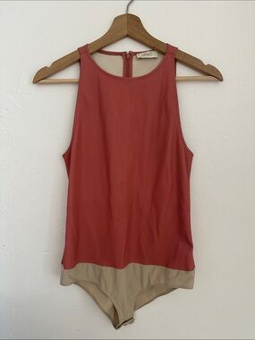 Lapointe 148 dark rose faux leather Sleeveless Bodysuit